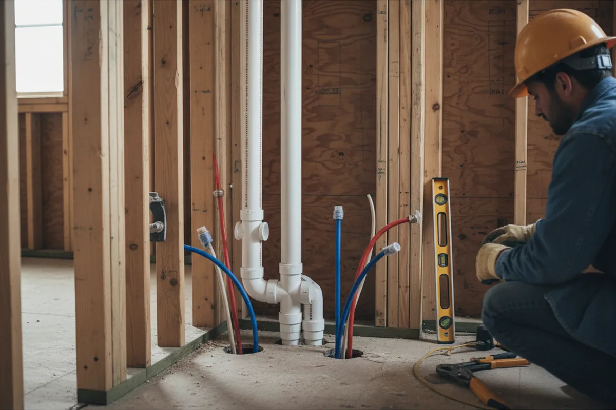 Drain and supply rough-in during Leak Detection in Cayuga