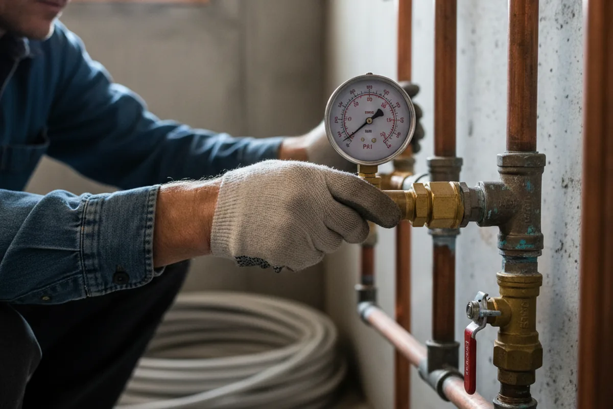 Pressure testing a repaired line during Water Line Repair in Cayuga